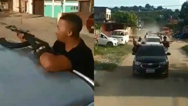 Vídeo mostra bandidos com fuzis numa ‘carreata’ em carros de luxo na Baixada