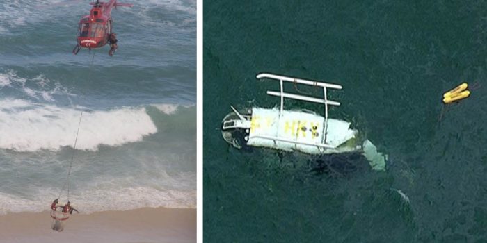 Helicóptero cai no mar na  Barra e piloto morre