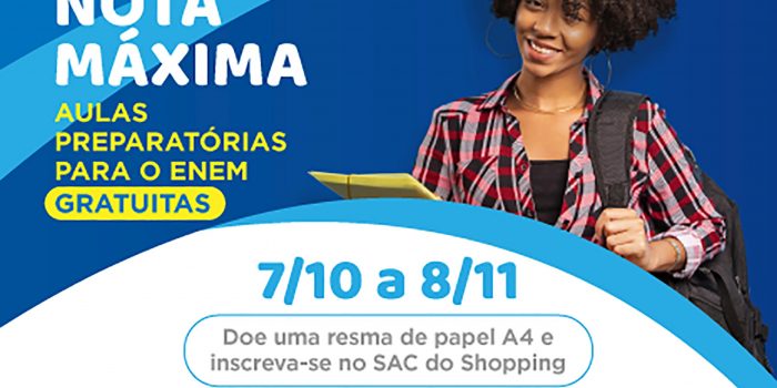 Shopping Grande Rio, em parceria com o Colégio Força Máxima e Faculdade Anhanguera, promove aulas preparatórias gratuitas para o Enem 2019