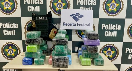 Polícia Civil e Receita Federal apreendem 80 quilos de cocaína em sítio de Itaguaí