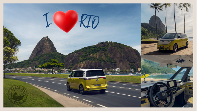 Kombi elétrica passeia pelo Rio e ganha fotos em pontos turísticos